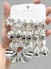 European and American Fashion C-shaped Twist and Water Drop Earrings, 3-Piece Geometric Set for Women.