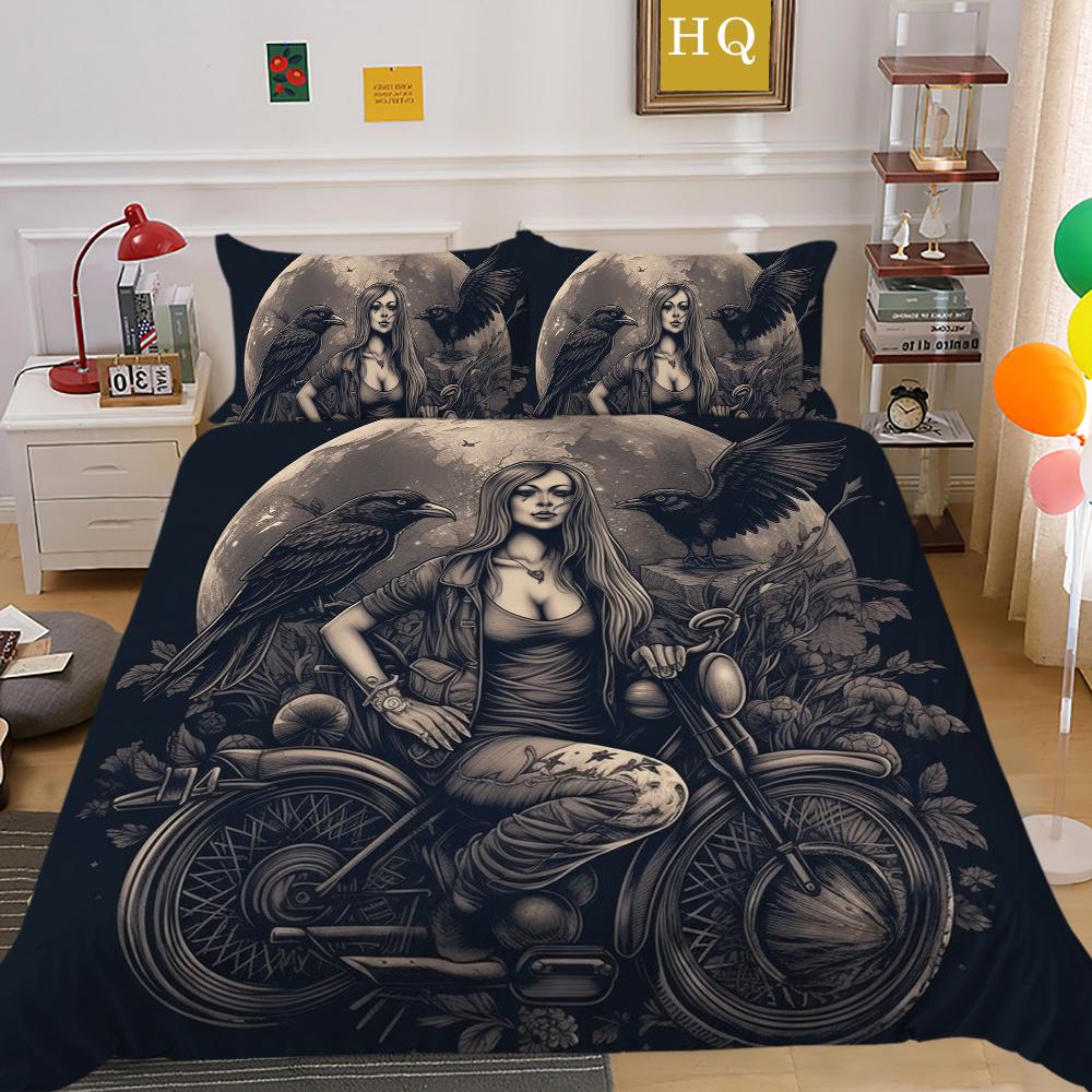 Beauty Skull Printed Comforter Cover Set Twin Size Polyester Bedspreads Man Fashion Design Duvet Cover Set