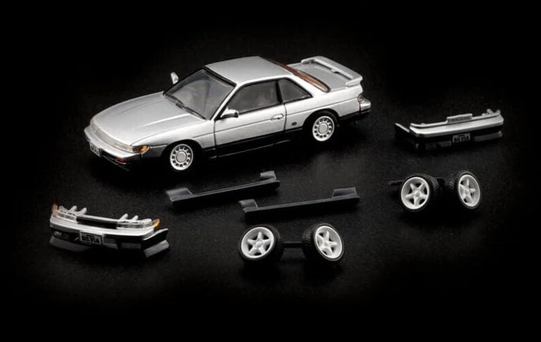 BM CREATIONS 1/64 Nissan Silvia S13 Silver LHD Silvia with Replacement Parts