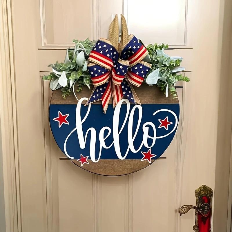 Independence Day, Wooden Door Hanging, US National Day, Home Door Decoration, Wooden, Craft Pendant