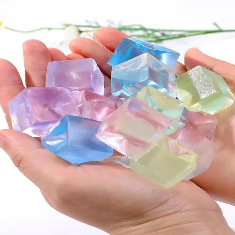 12Pcs Mini Ice Cube Decompression Toys Release Stress Transparent Small Ice Block Pinch Children Squeezing Toy Birthday Gifts