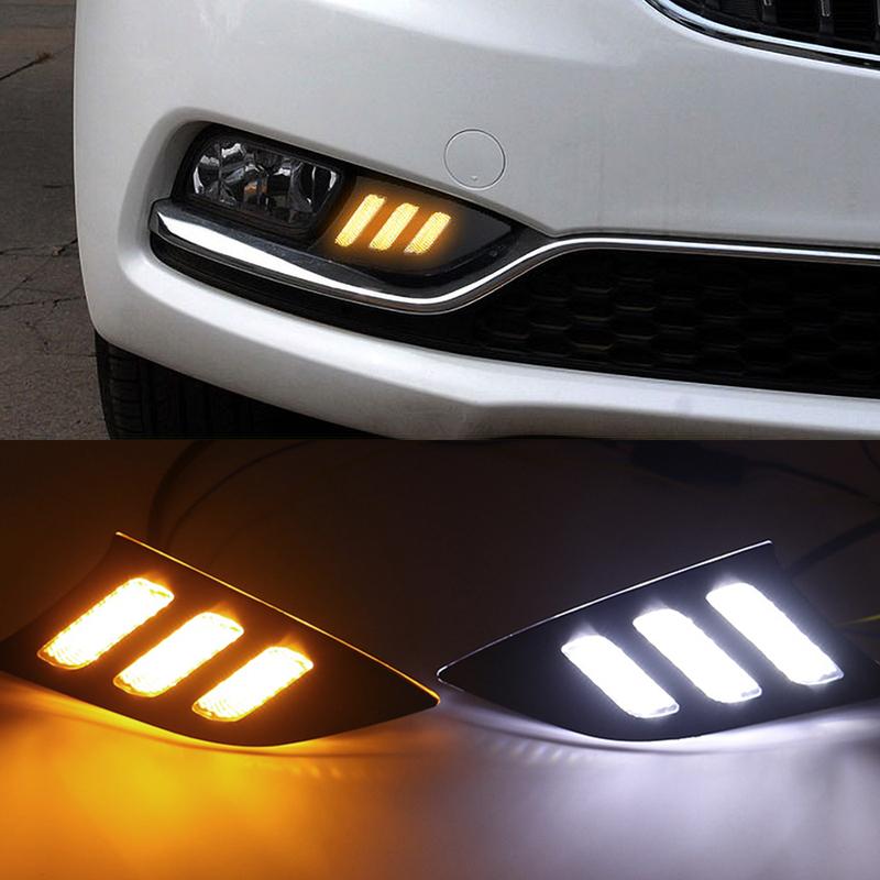 1 Set Car LED DRL Daytime running light For Kia K3 Cerato 2013 2014 2015 2016 with Dynamic turn signal Fog light daylight