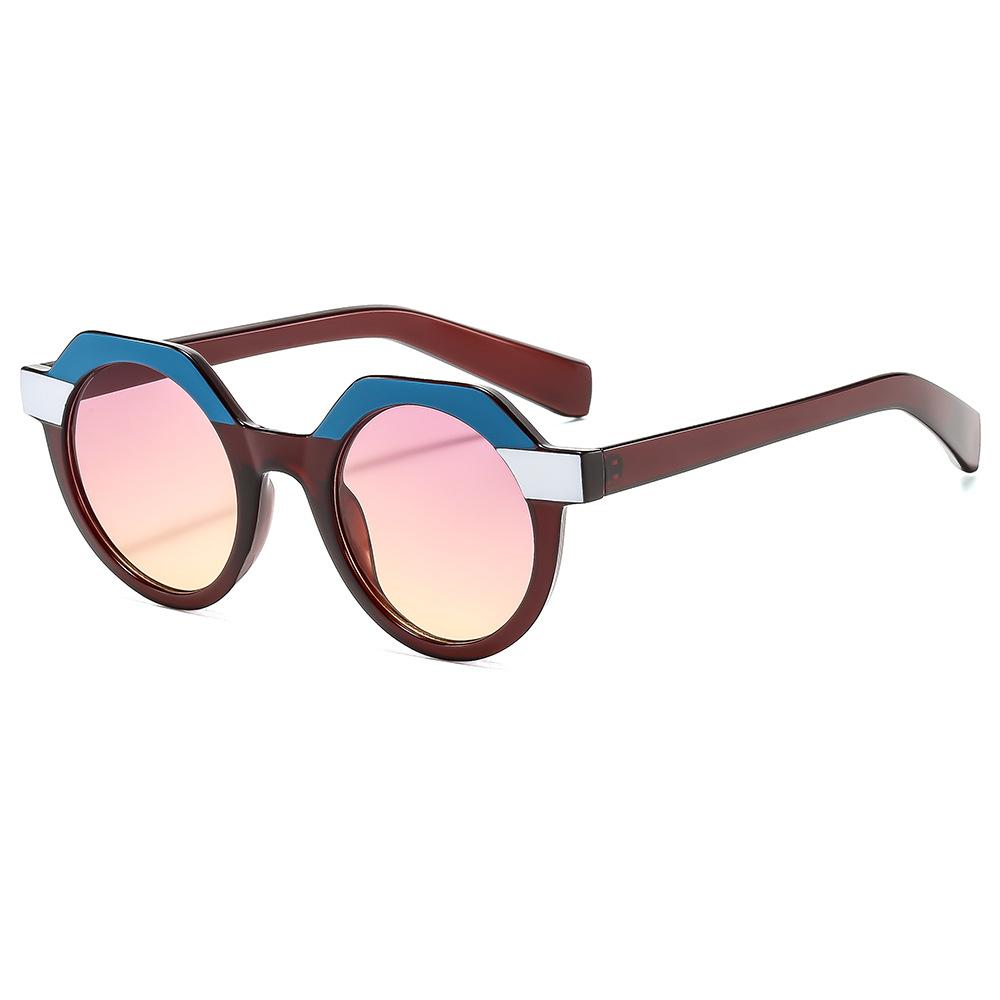 New sunglasses round color matching sunglasses men's and women's personalized trendy sunglasses anti-blue flat glasses