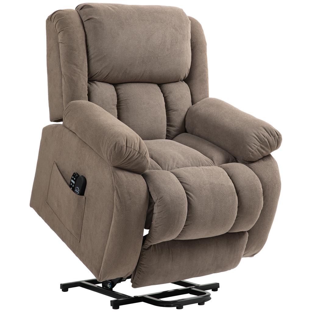 TV Recliner with Massage and Heat Function, Electric Lift Chair, Remote Control, Side Pockets, Light Brown