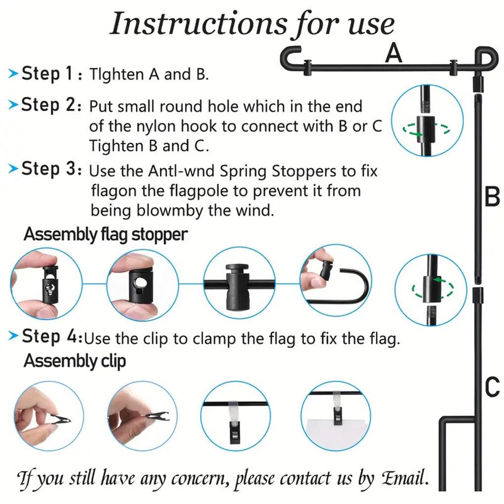 Outdoor Flagpole Stand with Windproof Spring Porch Flagpole Stand, Easy ll Small Festival Events, Gatherings