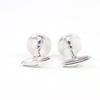 Excellent Dunhill Cufflinks  Engraved logo Round shape Silver Red Colored stone Used
