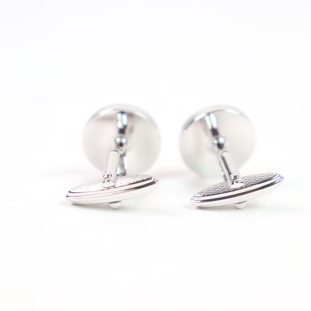 Excellent Dunhill Cufflinks  Engraved logo Round shape Silver Red Colored stone Used