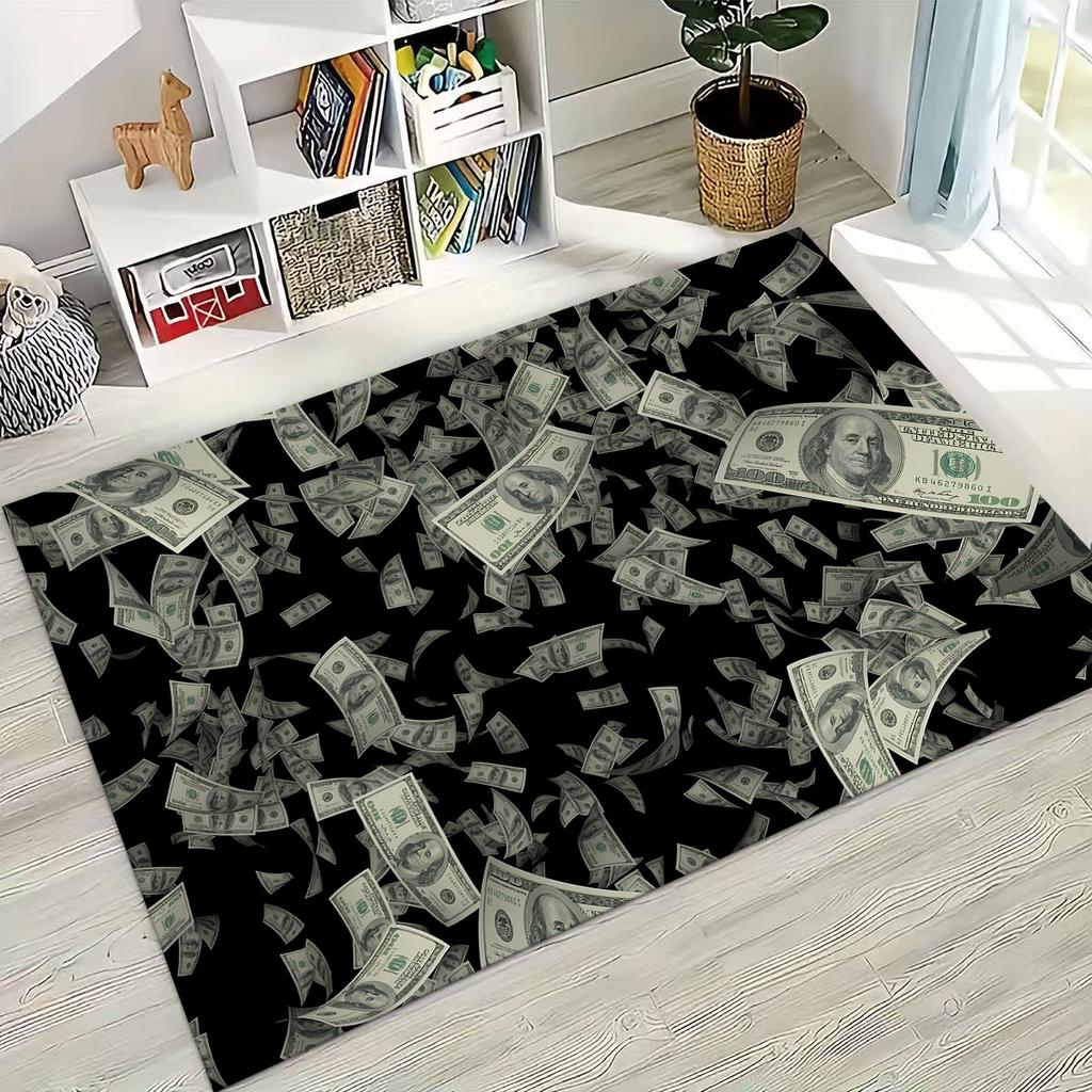 3D Personality Money USD Euro RICH Pattern Rug for Bedroom Living Room Sofa Home Doormat Decor,Large Kid Play Non-slip Floor Mat