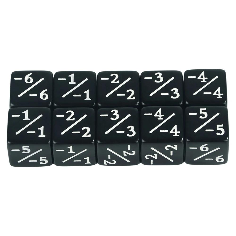 New Six Sided Dice Set D6 Counters  1/ 1 and -1/-1 Set of 10 Dice for Math Teaching ,Kid Arithmetic Toys, Card Game Accessories