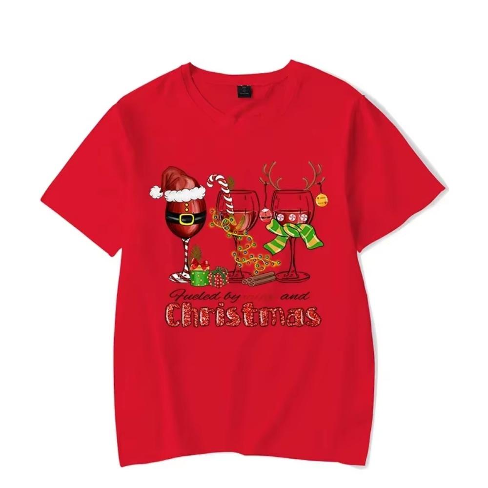 Christmas Lights Wine Tees Men's T-shirt Christmas T Shirt Happy New Year Tshirt Christmas Tees Fashion Harajuku Men Shirt Tops
