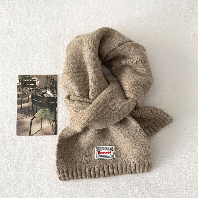 Korean autumn and winter new student solid color knitted scarf women's warm neck protection scarf versatile fashion knitted scarf