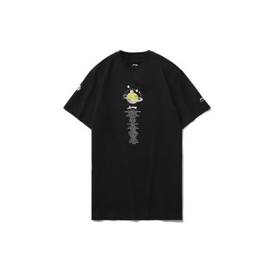 Li Ning Sportmode Serie Bedrucktes Rundhals Locker geschnittenes Kurzarm-T-Shirt Damen Tops Schwarz AHSR144-2