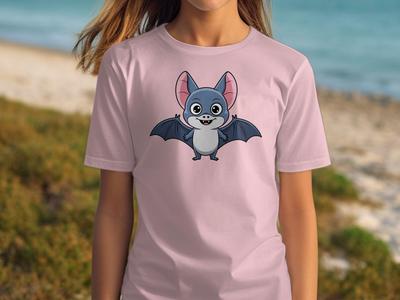 Cute Bat T-Shirt, Cartoon Animal Tee, Spooky Season Apparel, Halloween Bat Art, Bat Lover Gift, Graphic TShirt