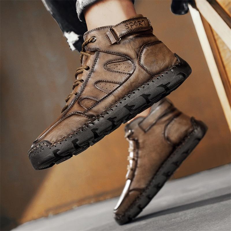 Mens Handmade Boots Pattern Leather Comfy Soft Sock Ankle Boots Autumn /Winter Men Boots Men Winter Boots