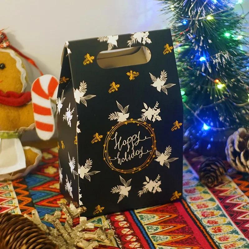 5pcs/set Christmas Gift Box Night Sky Deer Paper Bag Chocolate Biscuit Candy Box Christmas Decoration Gift Bag