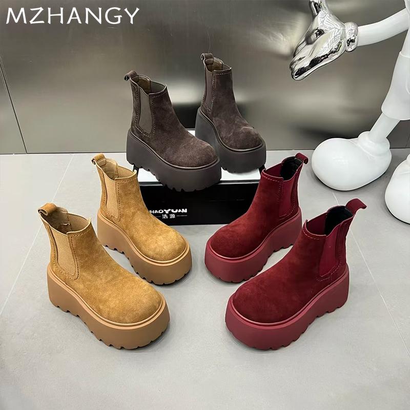 Fashion Flats Platform Women Suede Snow Ankle Boots Dress Warm Fashion Casual Short Plush Boots Women 2024 Trend New Winter Botas Mujer