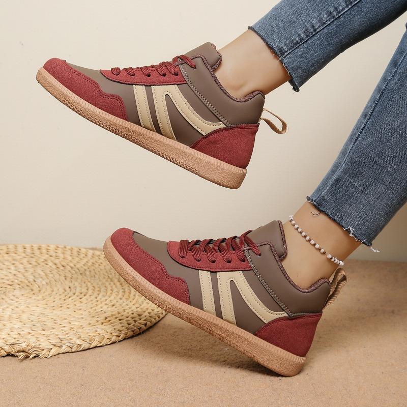 Autumn Sports Shoes Women's 2025 Autumn New Lace-up Plus-size Color-blocking Low-top Cotton Shoes