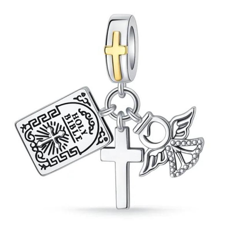 New Cross Charms The Virgin Mary Angel Pendant Necklace Beads Fit Original Copper Bracelets Fine Jewelry Diy Gift