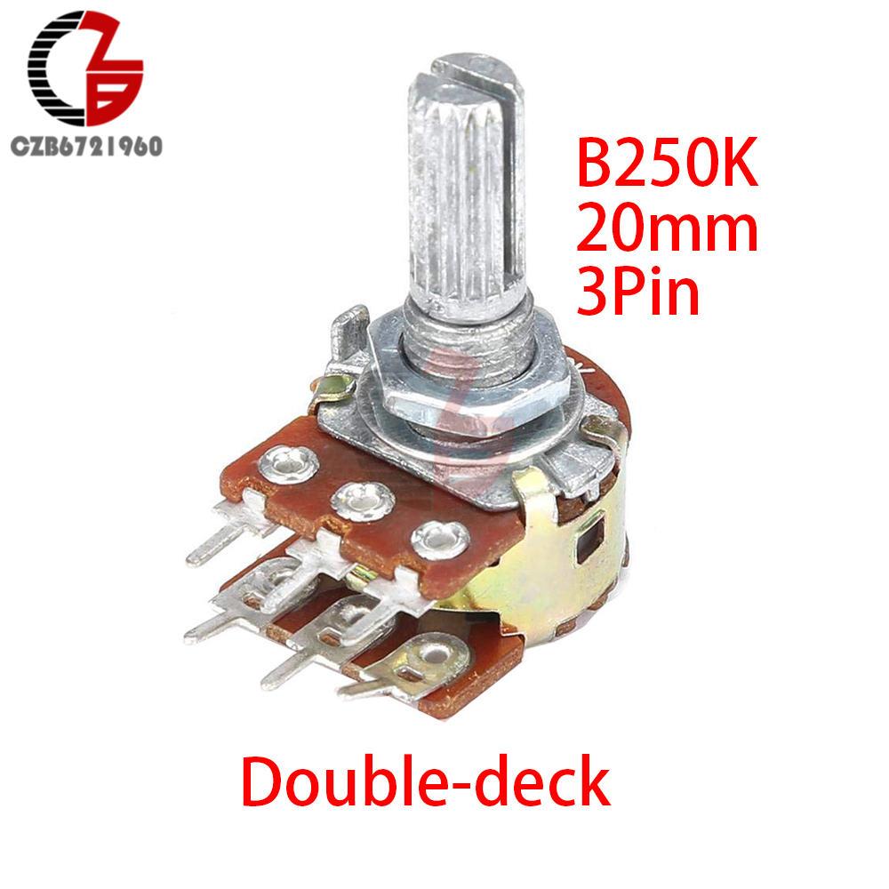 WH148 3-Pin 20mm Potentiometer Schalter 1K 2K 5K 10K 20K 50K 100K 250K 500K 1M B10 Potentiometer Einzel- Doppel-Schicht