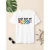New Boys' Last Day of School Pattern T-Shirt - Black Casual Short-Sleeved Color Printing, Breathable Summer Outdoor Activities And School Celebration