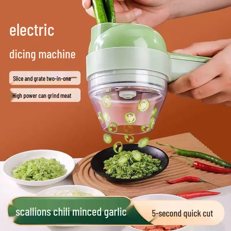 Four-in-One Electric Vegetable Cutter and Chopper: Multifunctional Garlic Masher and Slicer
