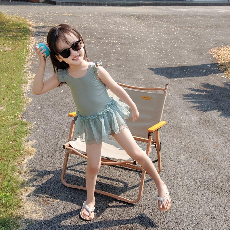 Girl Kids One Pieces Swimsuit With Hat Swimwear 2025 Bowknot Summer Beach Wear Children Swimming Suit