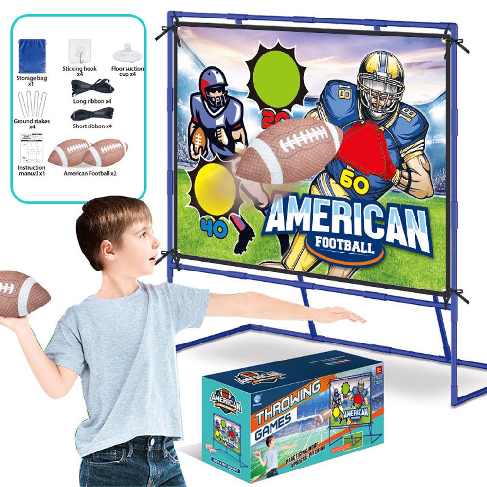 Football Toss Games Toys With 4 Inflatable Football 3 Large Mesh Bags Throwing Target Games Sports Toy Gifts For Kids Boys Girls