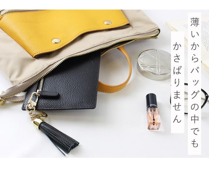 Lizdays Slim Genuine Leather Long Gray Size F Skimming-Resistant Wallet, Beige,