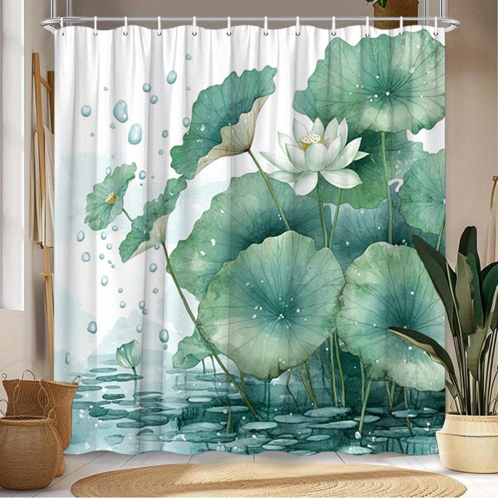 Enhance Your Bathroom With A Waterproof Shower Curtain Featuring Elegant Lotus Flowers For Aesthetic Appeal And Durability