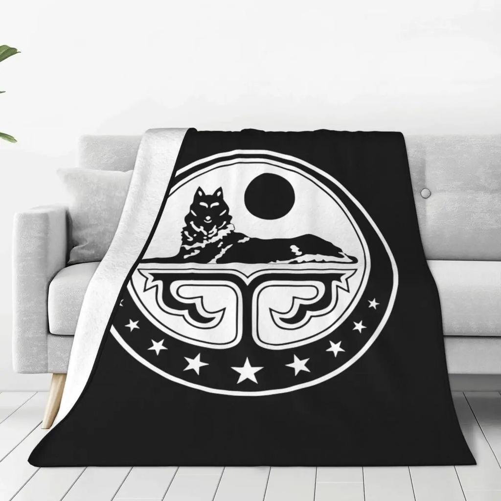 Decke mit tschetschenischem Wappen Ichkeria, samtweiche Überwurfdecke für Auto, Sofa, Couch, Tagesdecke