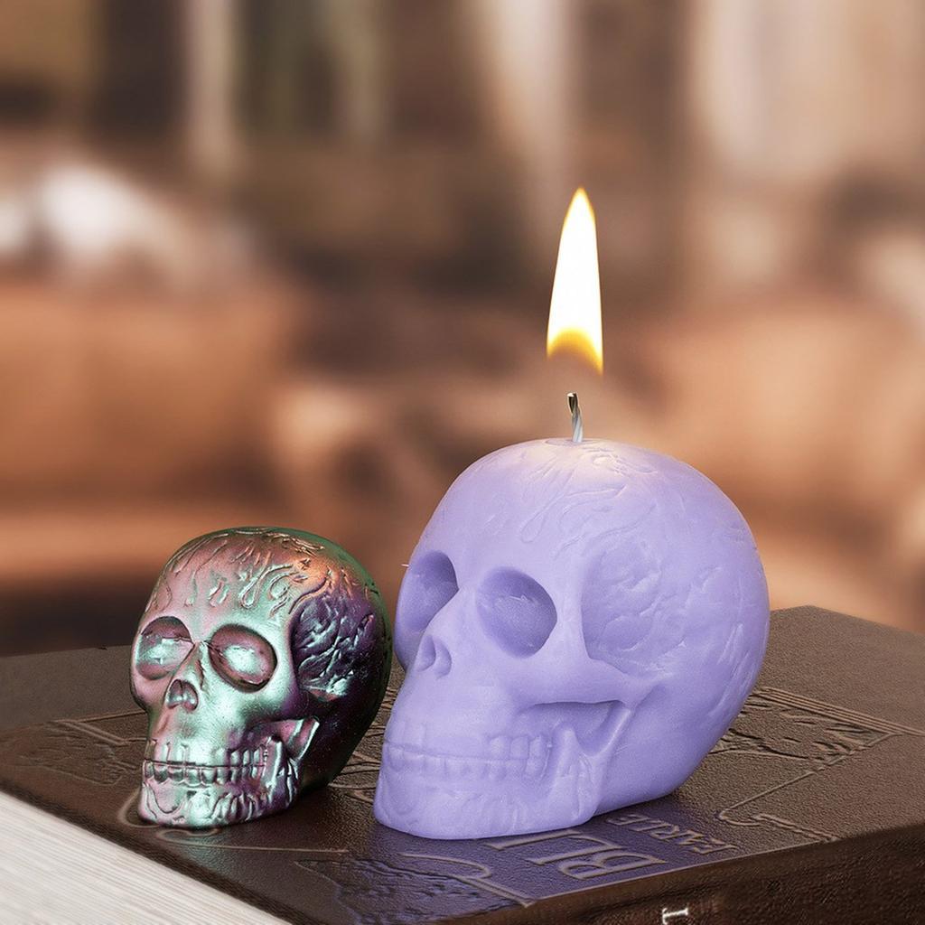 DIYs Silicone Mold for Making Skull Scented Candle Mould Table Ornament Halloween Resin Cement Gypsum Molds for Craft
