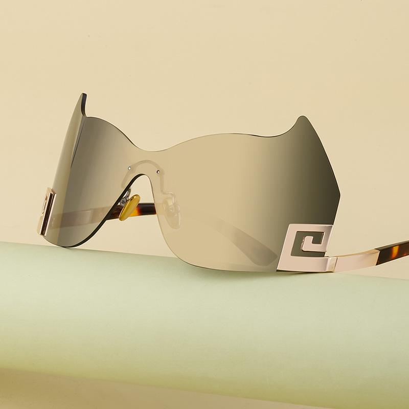 Frameless Windproof Sunglasses Women'S Tide One-Piece Large-Frame Sunglasses Women'S Glasses