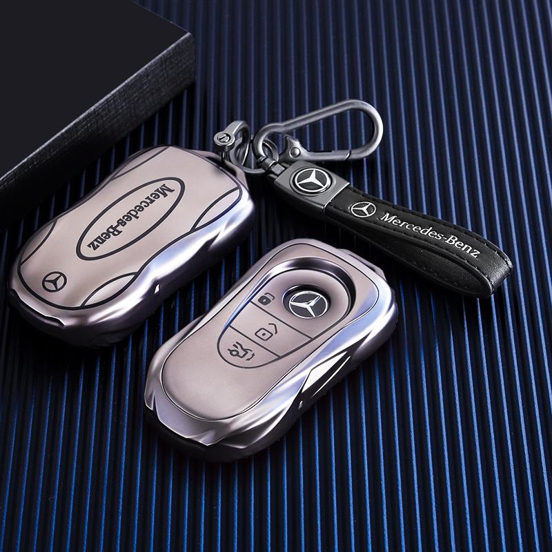 PZQ2 Leather Car Key Case Cover Fob Protector for Mercedes Benz GLC300L E30 W207 A C E S G GLS Class W177 W205 W213 W222 G63 X167 AMG