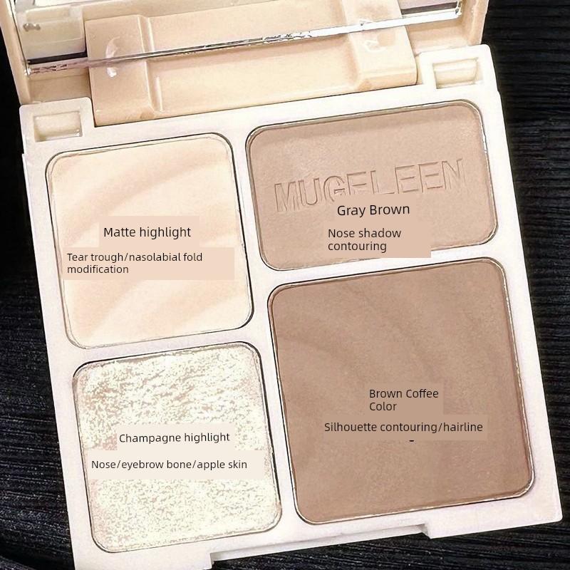 High-Gloss Contouring All-In-One Palette, Nose Bridge Contour, Four-Color Eyeshadow Palette, Comprehensive Palette, Matte Glitter, Shadow Contouring