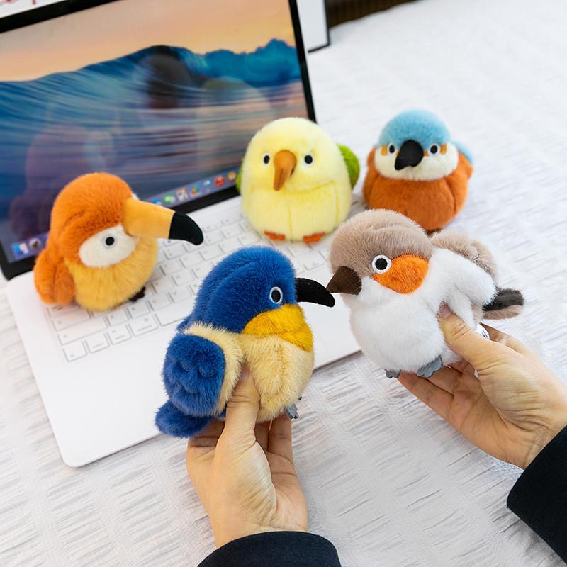 Peluche d'Oiseau Mignon Moineau Perroquet Animal Décoration de Jardin Cadeau Pour Enfants et Adultes