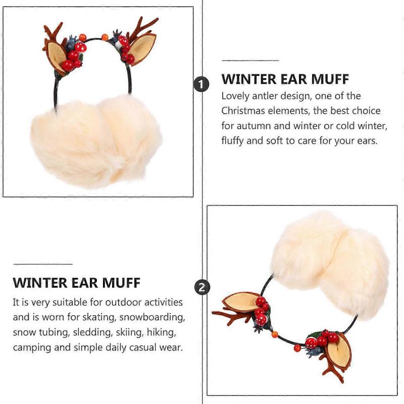 1Pc Cartoon Xmas Earmuffs Winter Headband Warm Ear Covers Elk Headdress