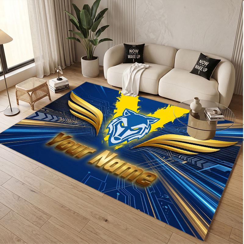 Custom Rug Warrington Wolves Pattern Print Name Text Soft Non‑Slip Floor Carpet for Home Indoor Decoration