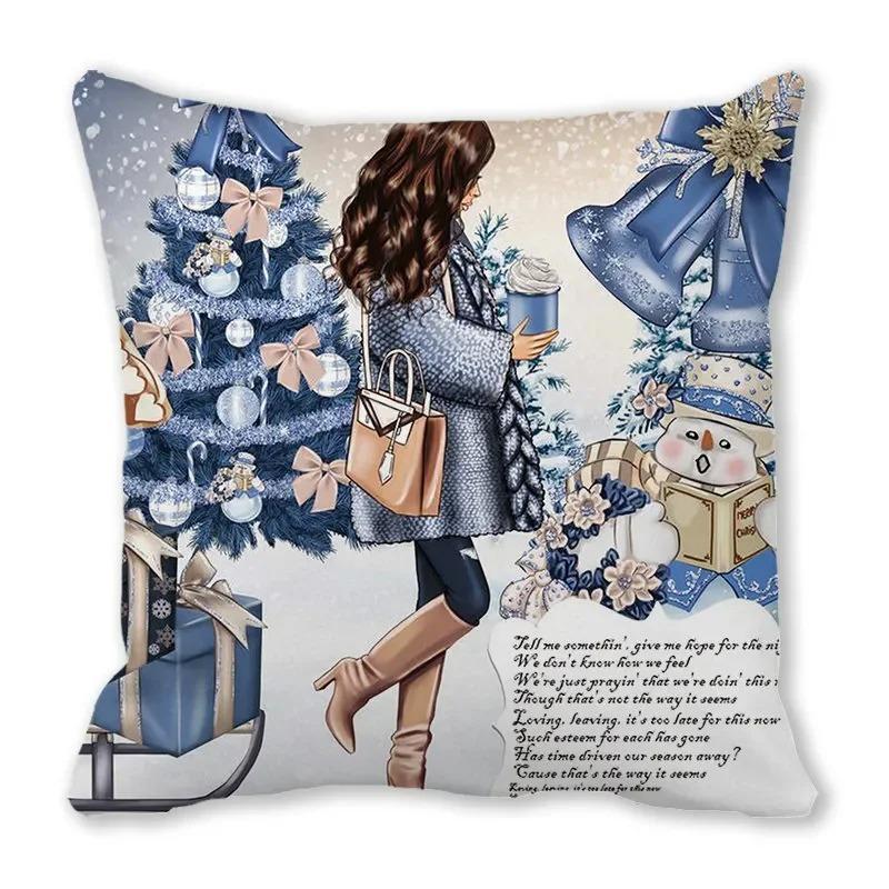 Christmas Themed Pillowcases Car Accessories Office Santa Claus Living Room Sofa Home Pillowcases