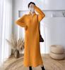 Women's Temperament Knitted Sweater Medium and Long Fashion Pullover Sweater Loose Zipper Bottom Dress