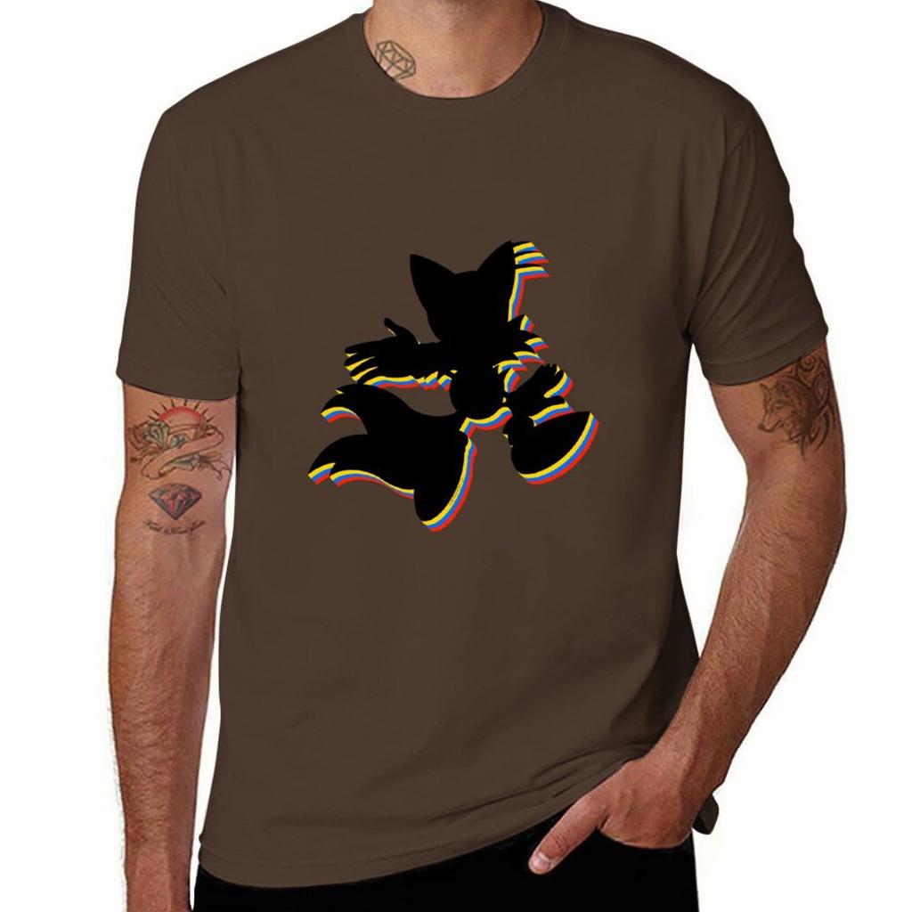 Tails Miles Prower Multi Coloured Tshirt blacks Short sleeve tee korean fashion men clothings