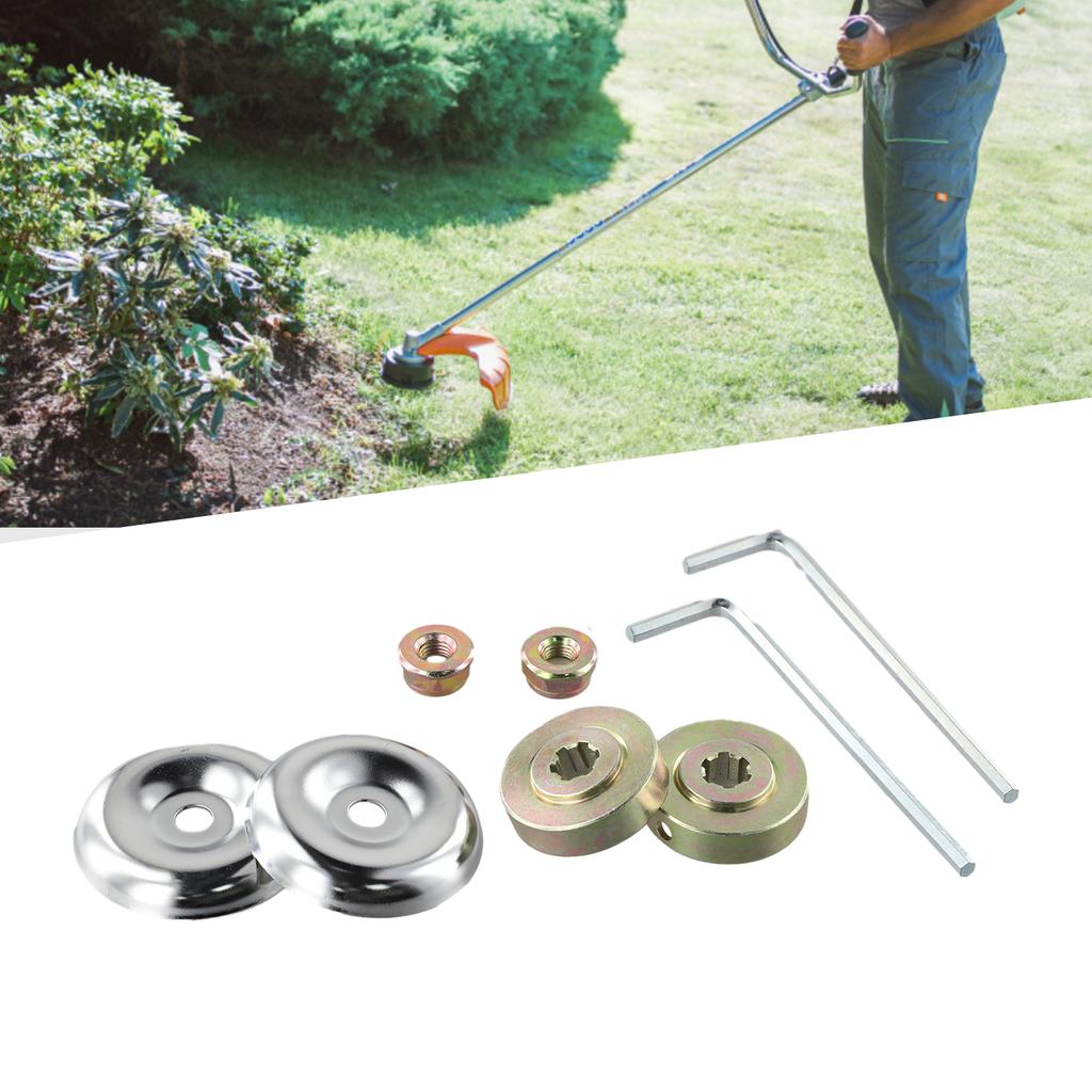 Diverse Compatibility Essential 8 Piece Toolset Including Thrust Plates Rider Plates and Nuts for Your Brush Cutter