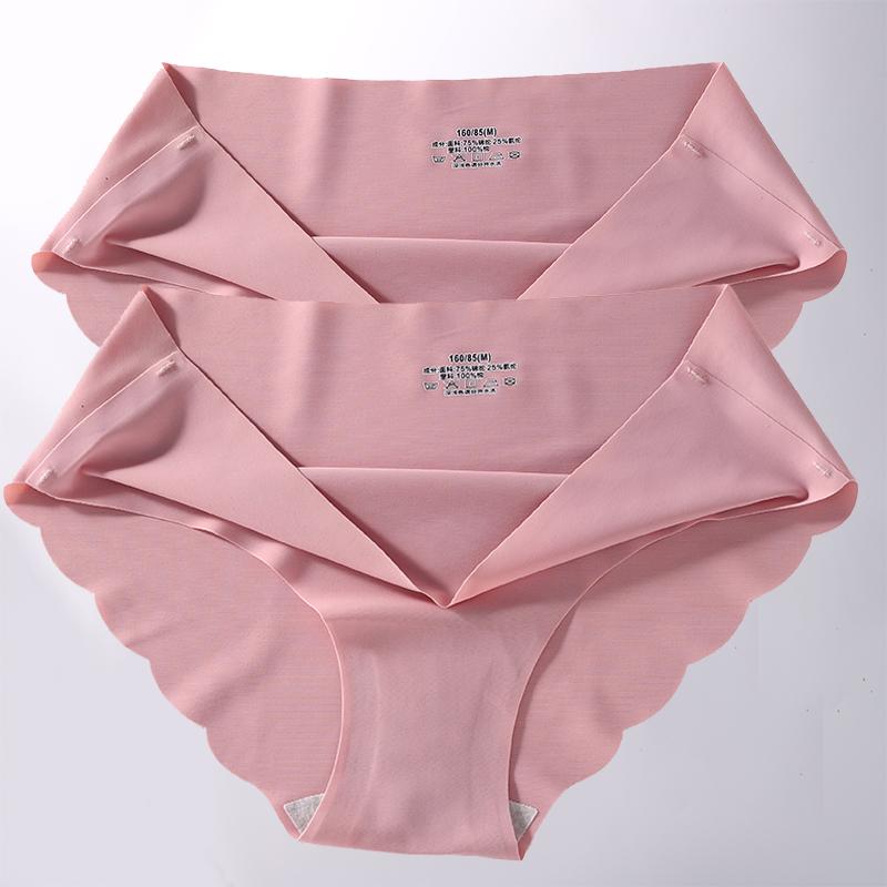 2 Stück/Set M-XL Nahtlose Eis-Seide Sexy Damen Slips Pantys 7 Unifarben Atmungsaktive Pantys Unterwäsche Für Mädchen Dessous