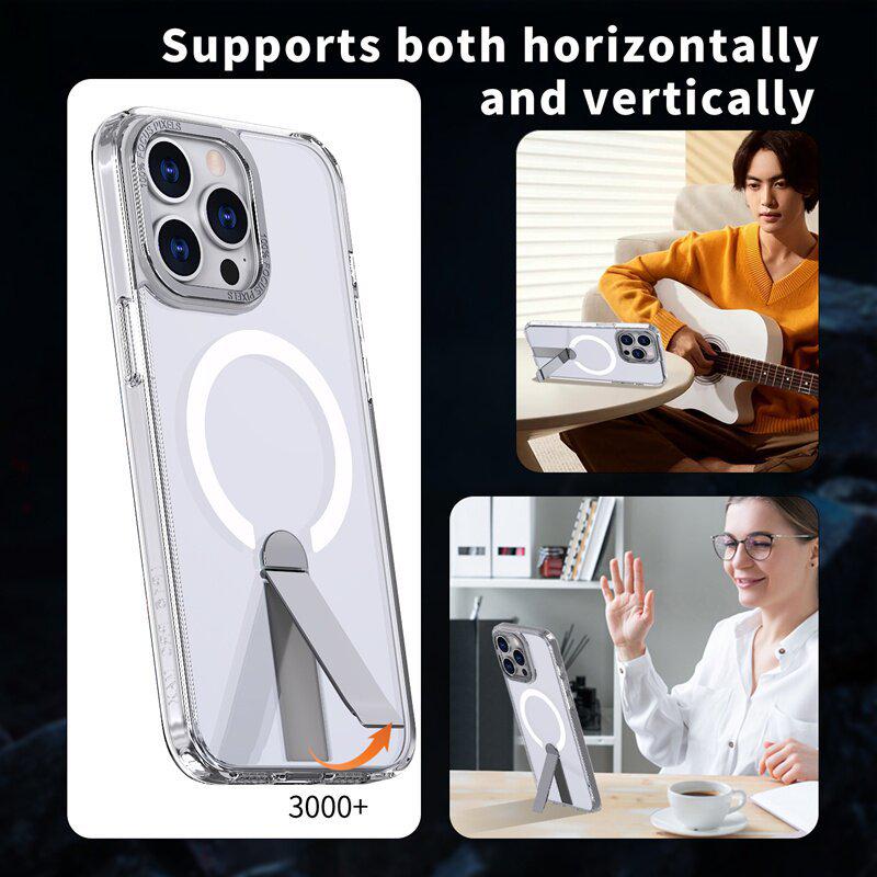 Foldable Stand Compatible with iPhone Models 13 To 17 Pro Max - Thin, Lightweight, Heat Dissipation, Magnetic, Full Coverage Case.