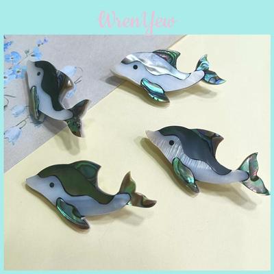 Handcrafted Shell Dolphin Brooch Pin With Embedding Technique For Animal Jewelry Enthusiasts