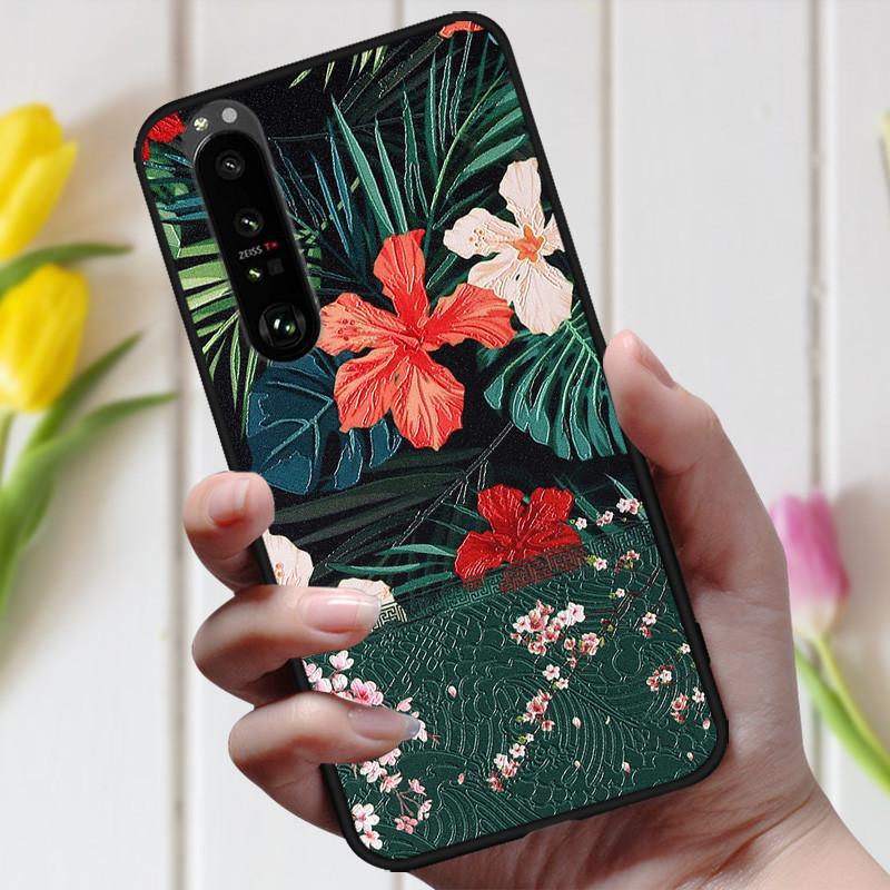 3D Emboss Flower Case For Sony Xperia 10 III Cover Cute Relief Case For Sony Xperia 1 III 5 III 10III Phone Case Coque Fashion