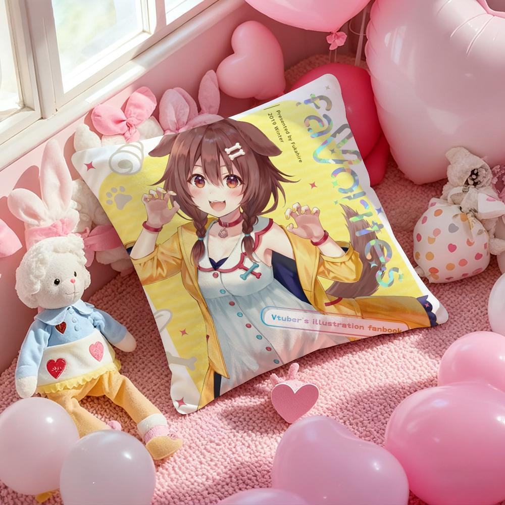 Anime Singer INUGAMI KORONE Cushion Cover Pattern Printed Pillowcase for Living Room Sofa Cushion Cover & Bedroom Decor