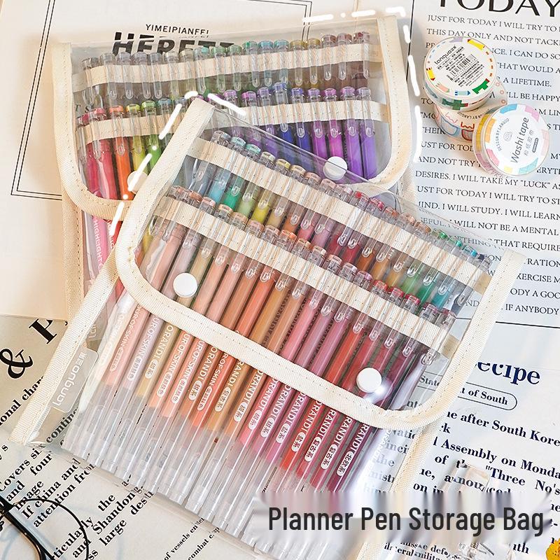 Blue Fruit Multi-layer Pencil Case with Morandi Colored Pens