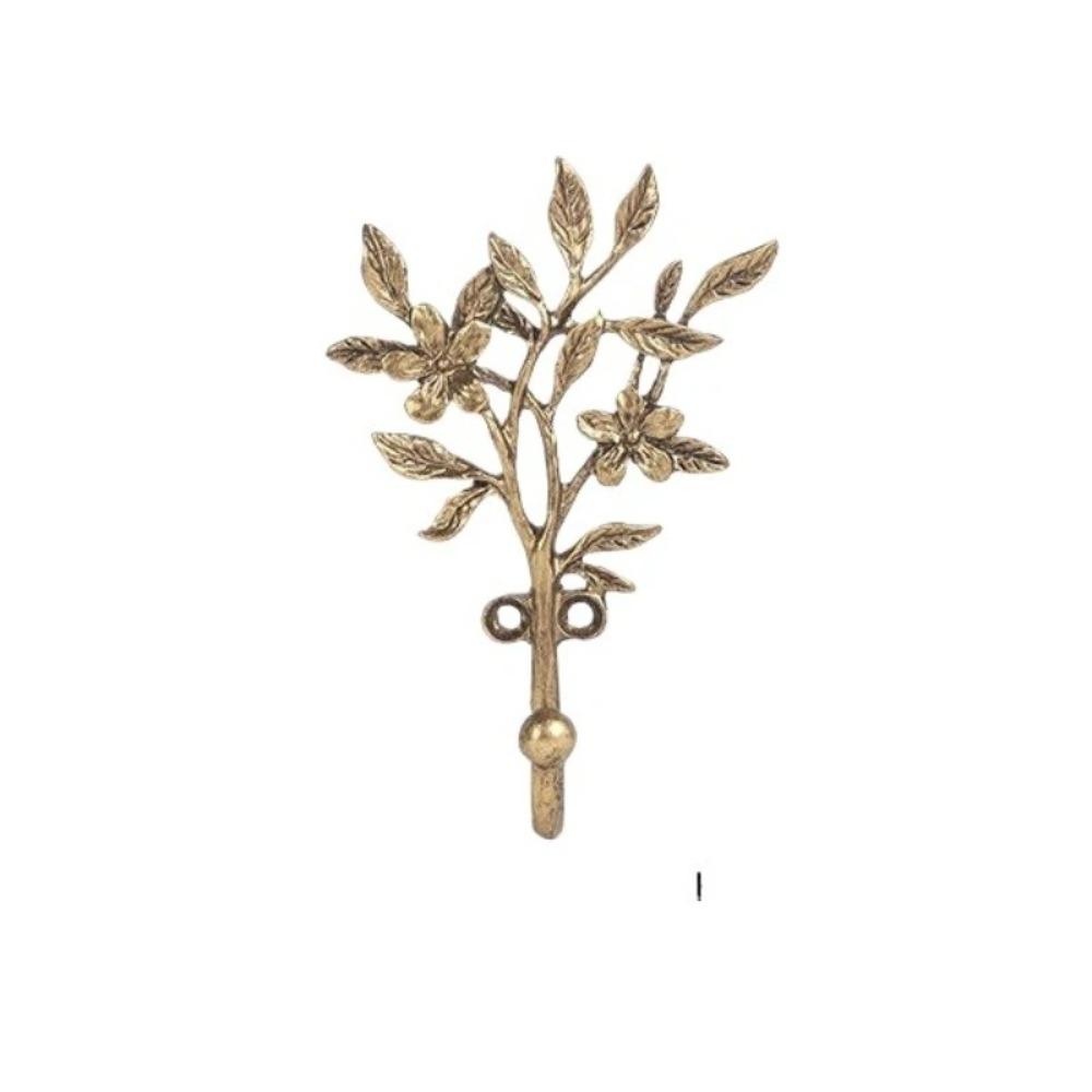 Golden Finish Leaf Shaped Wall Hooks Sturdy Alloy Stable Structure Alloy Wall Hooks Elegant Design Strong Bearing