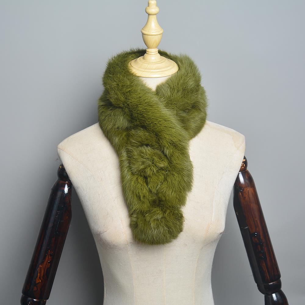 New Style Women Winter Real Rabbit Fur Scarf Lady Warm Rabbit Fur Scarves Knit Natural Real Rabbit Fur Ring Casual Muffler