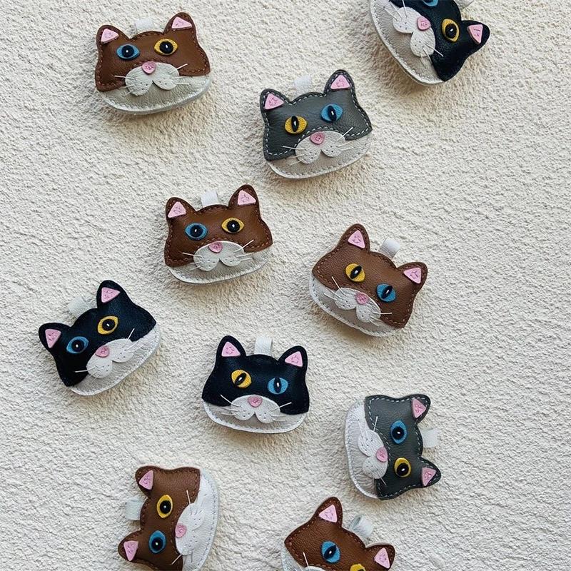 Cat Theme Brand Latest Cowhide Bag Hanging Accessories Sheepskin High Quality Key Chain Backpack Charms Diy Bag Decor Great Gift